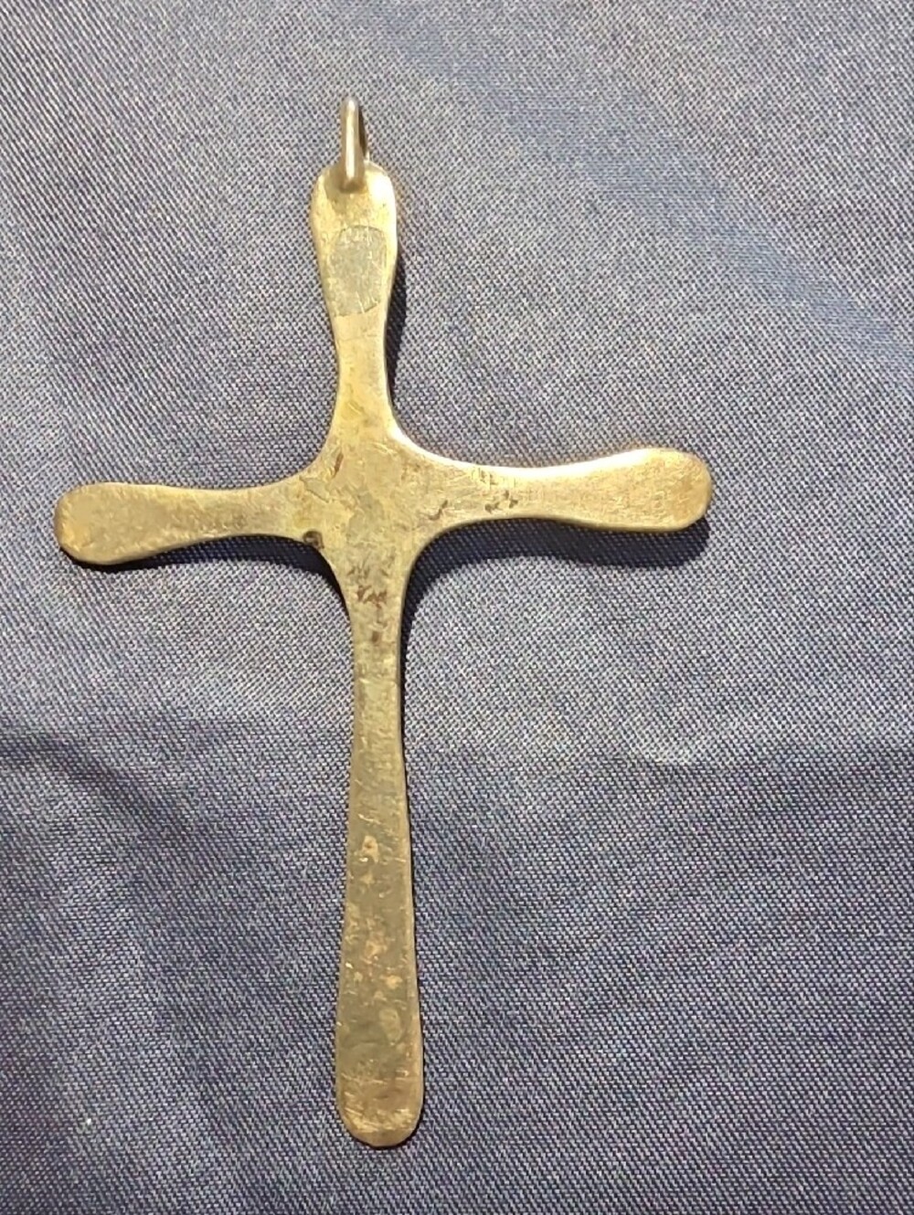 Sterling Silver Cross Pendant with Bright Turquoise Cabochon - Picture 2 of 6